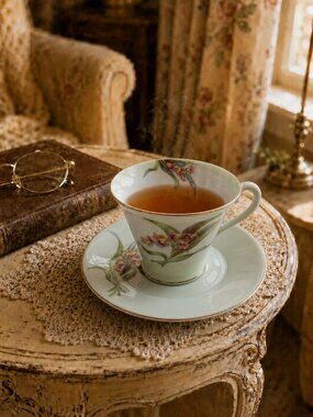 Diamond China Lily of the Valley Tea Cup and Saucer